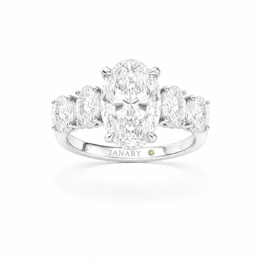 JANARY Oval Modified Brilliant 7.02-Carat Lab-Grown Diamond Ring in 18K White Gold
