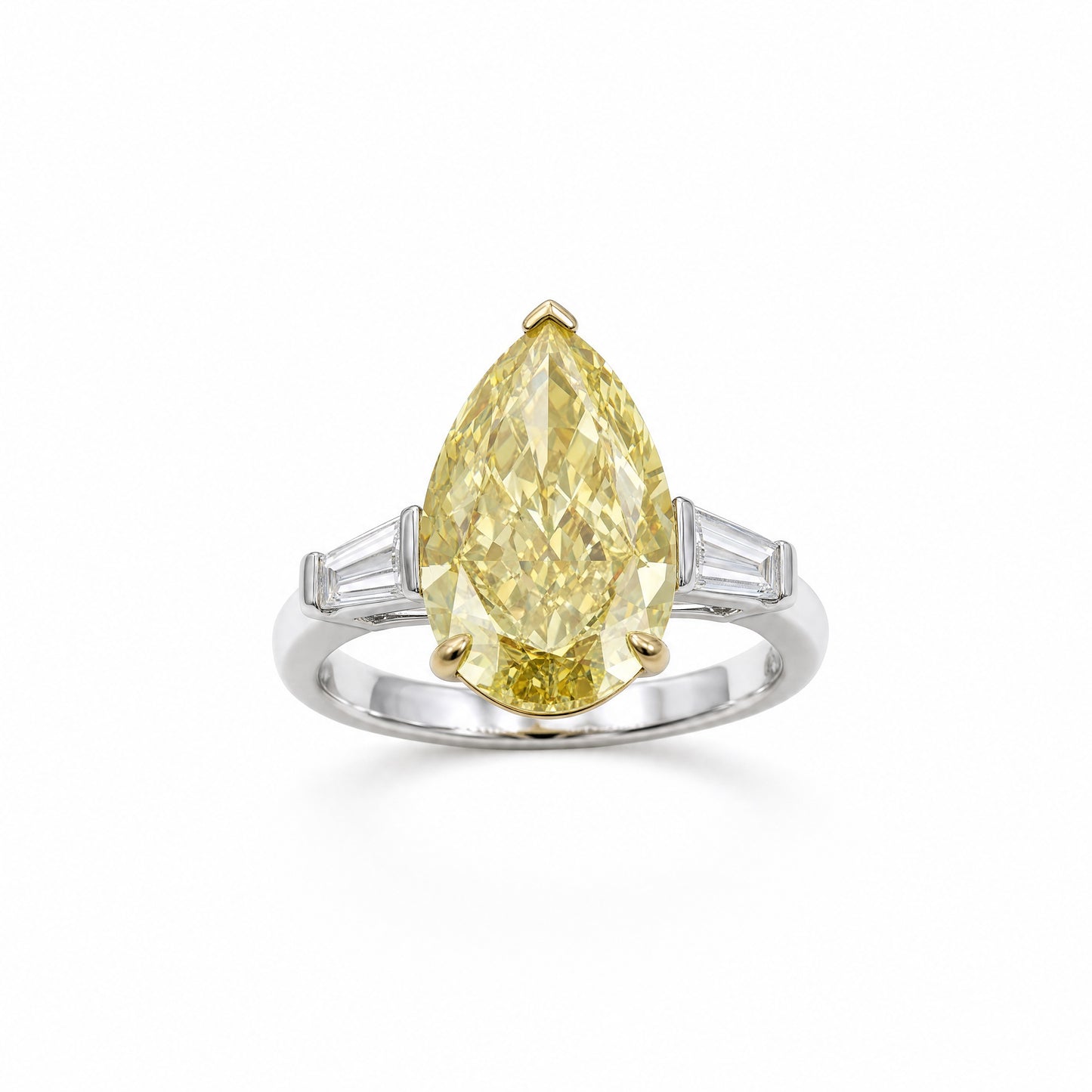 JANARY Pear Modified Brilliant 7.07-Carat Fancy Vivid Yellow Diamond Ring in 18K White Gold