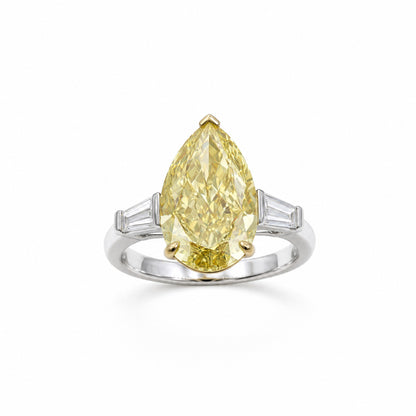 JANARY Pear Modified Brilliant 7.07-Carat Fancy Vivid Yellow Diamond Ring in 18K White Gold