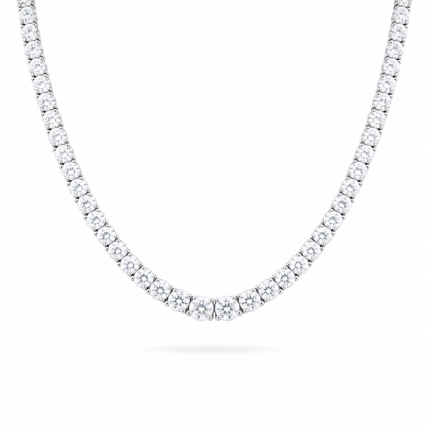 JANARY Round Brilliant 17-Carat Diamond Tennis Necklace in 18K White Gold