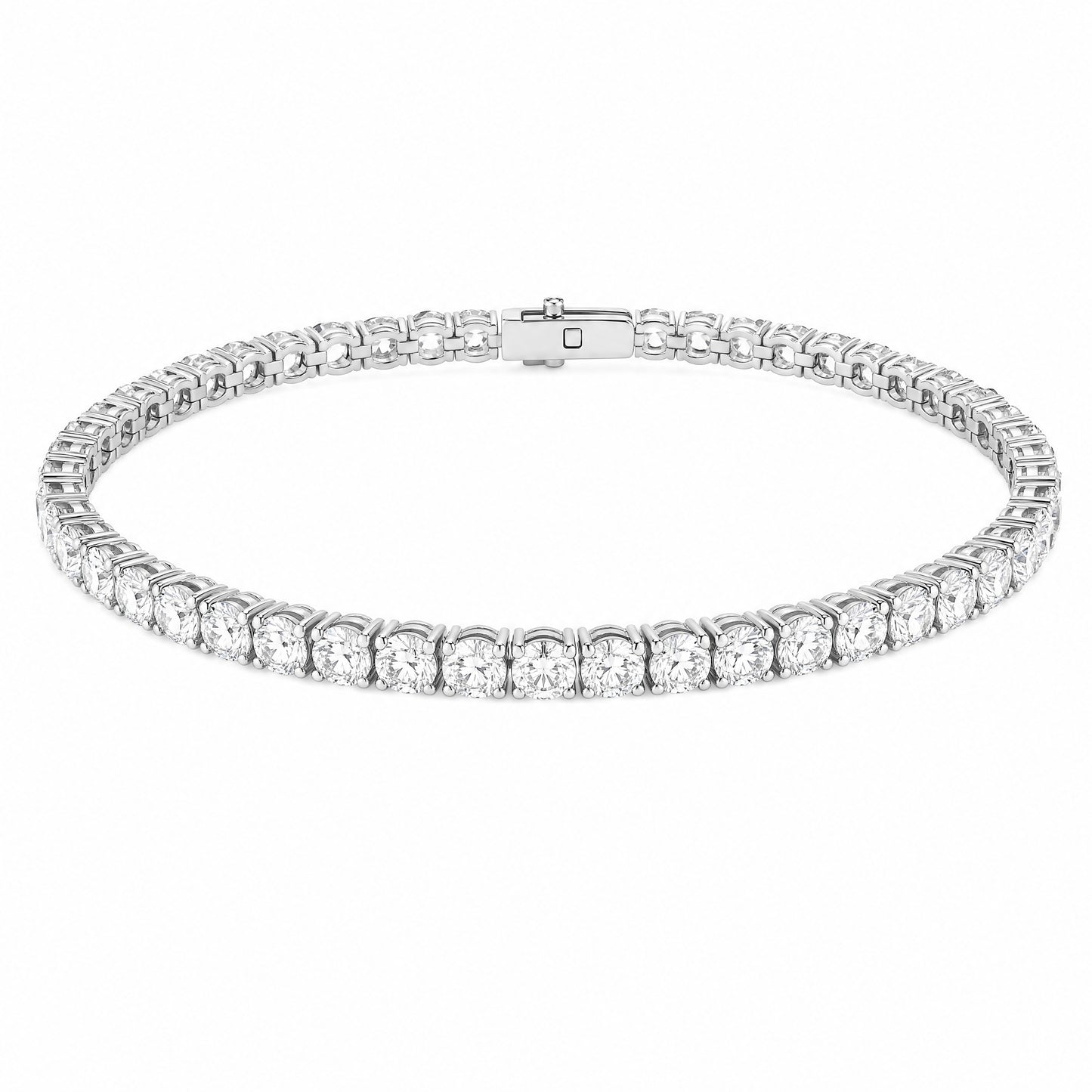 JANARY Round Brilliant 10-Carat Diamond Tennis Bracelet in 18K White Gold