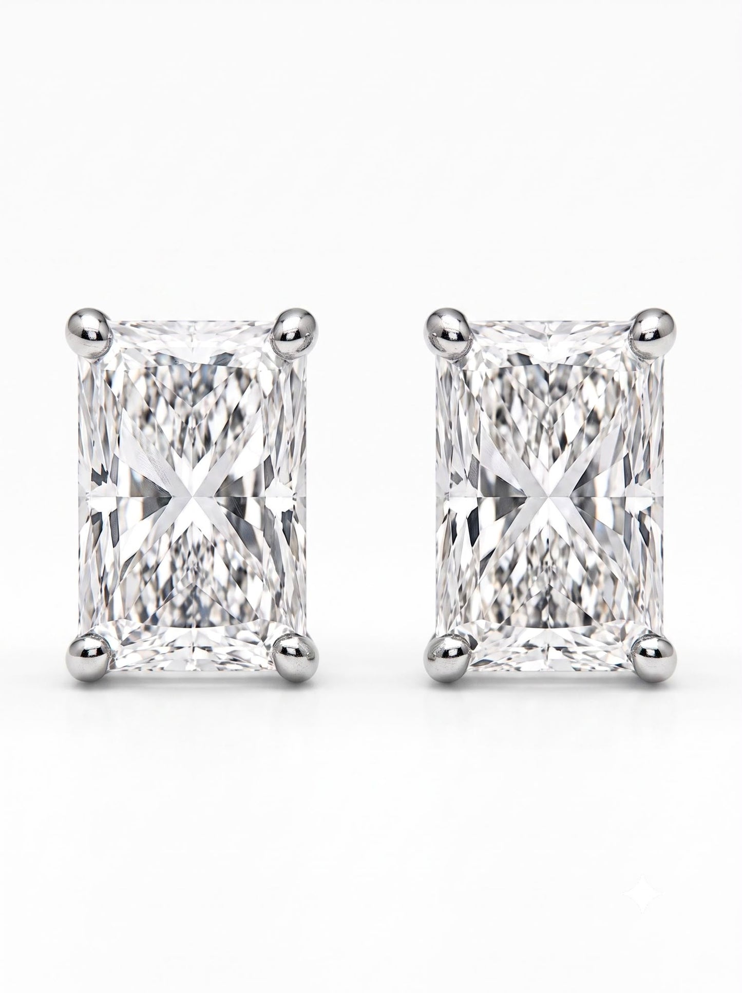 JANARY Radiant Cut 4-Carat Diamond Stud Earrings in 18K White Gold