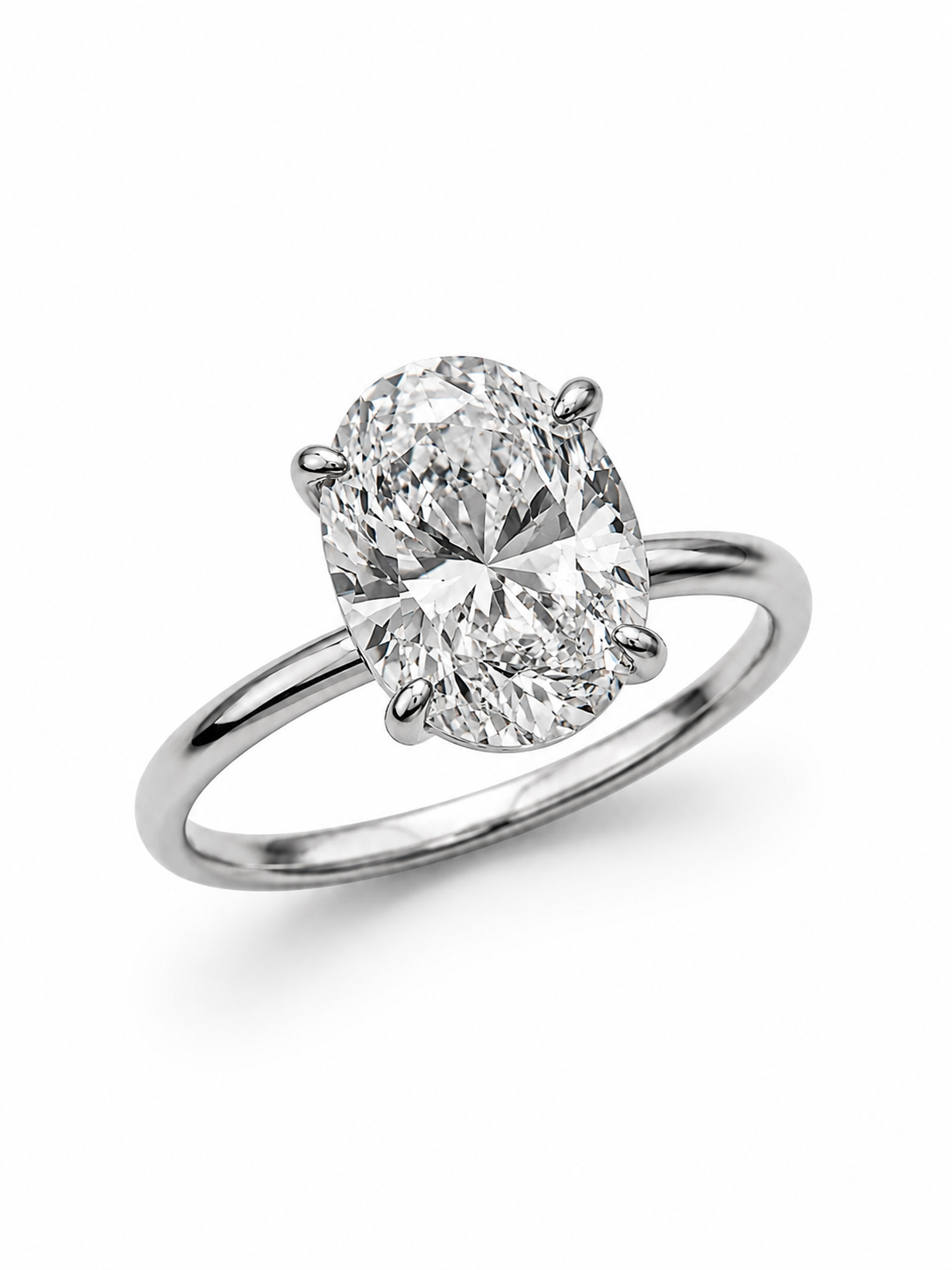 JANARY Oval Cut 5-Carat Diamond Ring in 18K White Gold