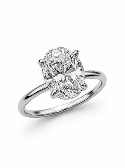 JANARY Oval Cut 5-Carat Diamond Ring in 18K White Gold