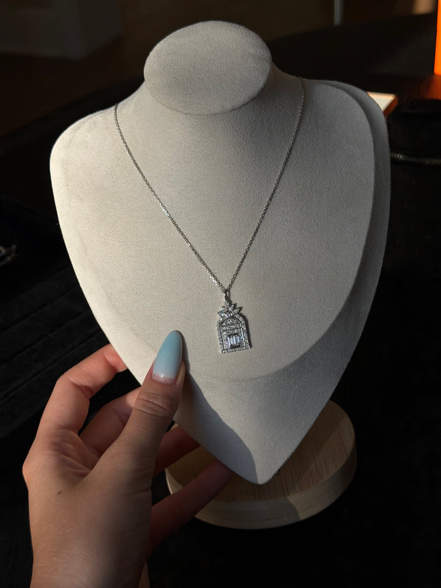 Lab-Grown Diamond Pendant Necklace in 18K White Gold