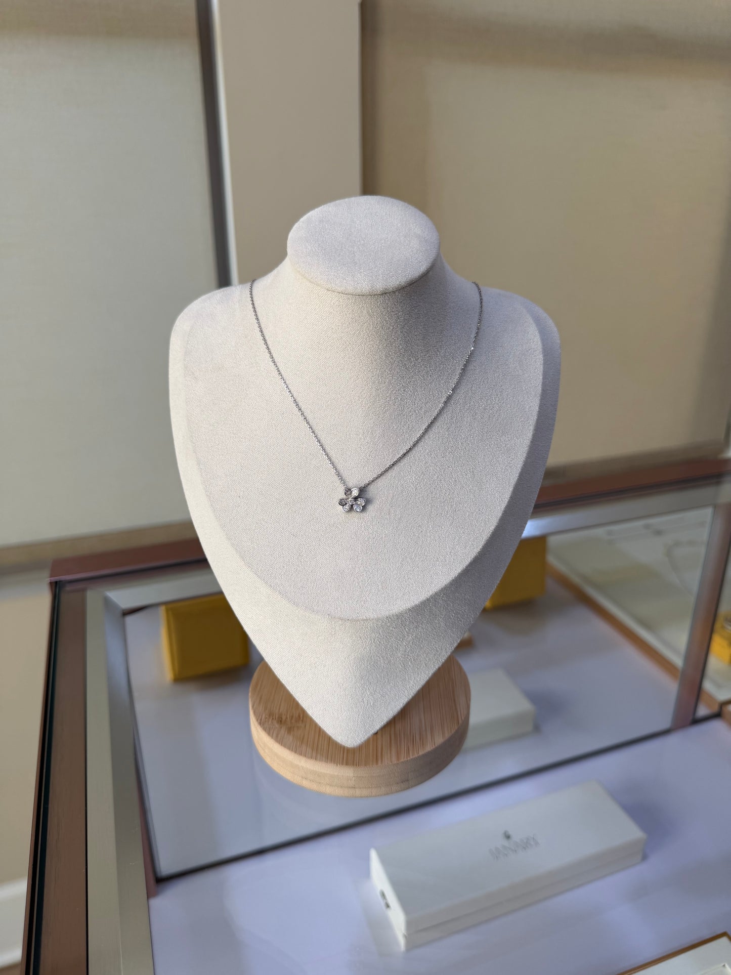 Lab-Grown Diamond Flower Pendant Necklace in 18K White Gold