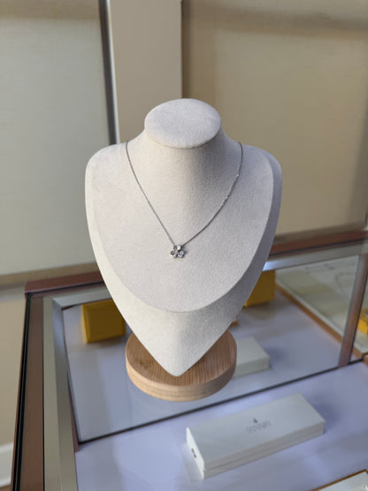 Lab-Grown Diamond Flower Pendant Necklace in 18K White Gold