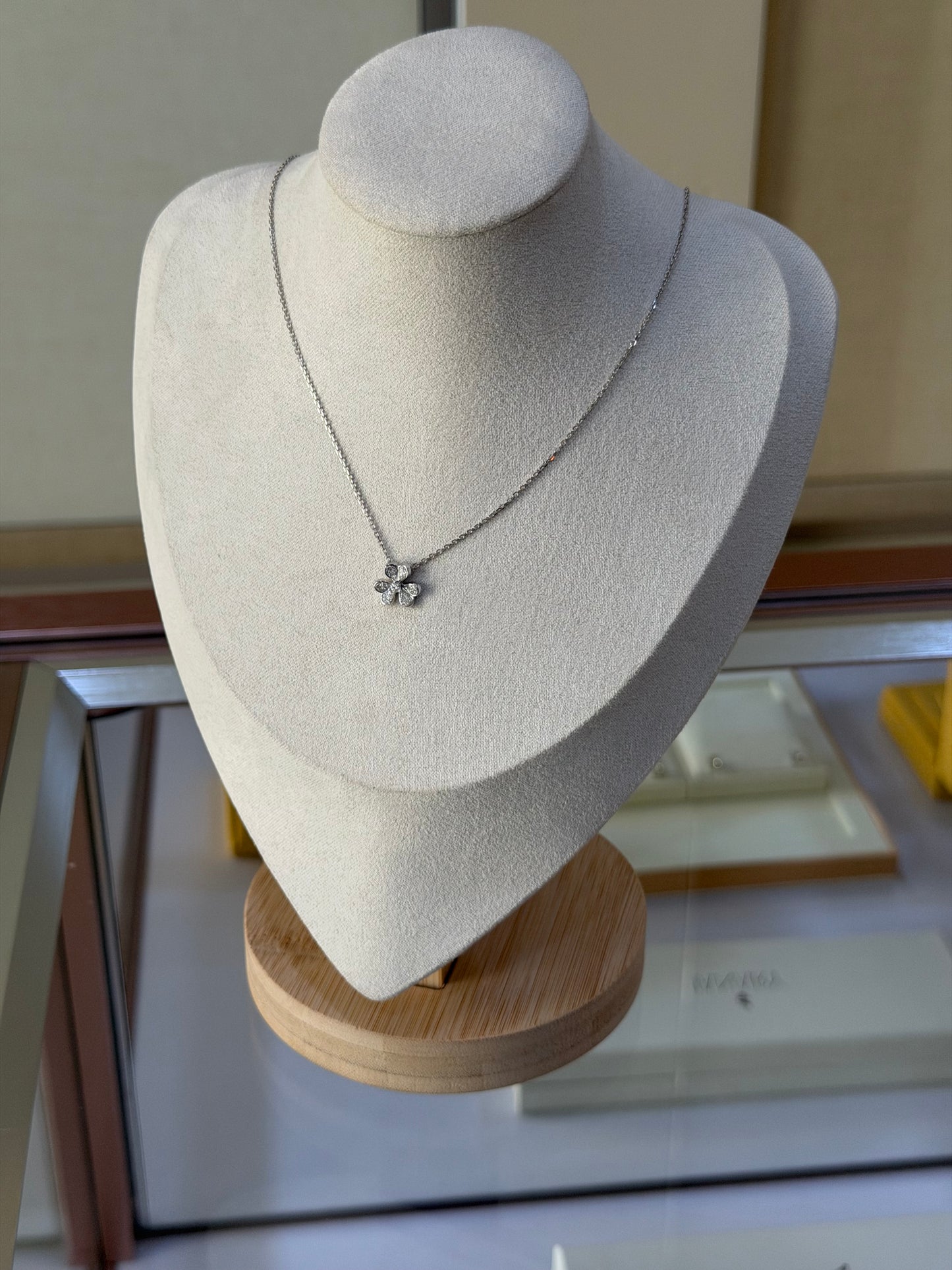 Lab-Grown Diamond Flower Pendant Necklace in 18K White Gold