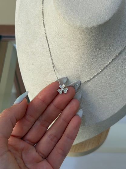 Lab-Grown Diamond Flower Pendant Necklace in 18K White Gold
