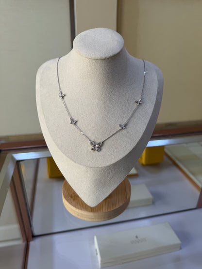 Diamond Butterfly Necklace in 18K White Gold