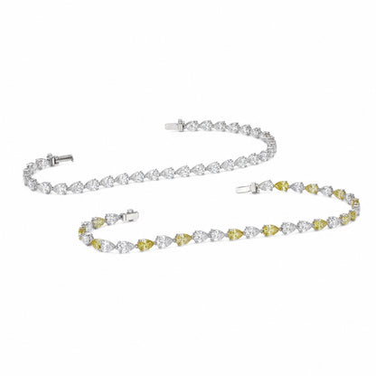 JANARY 8-Carat Pear White & Fancy Yellow Diamond Alternative Tennis Bracelet in 18K Gold