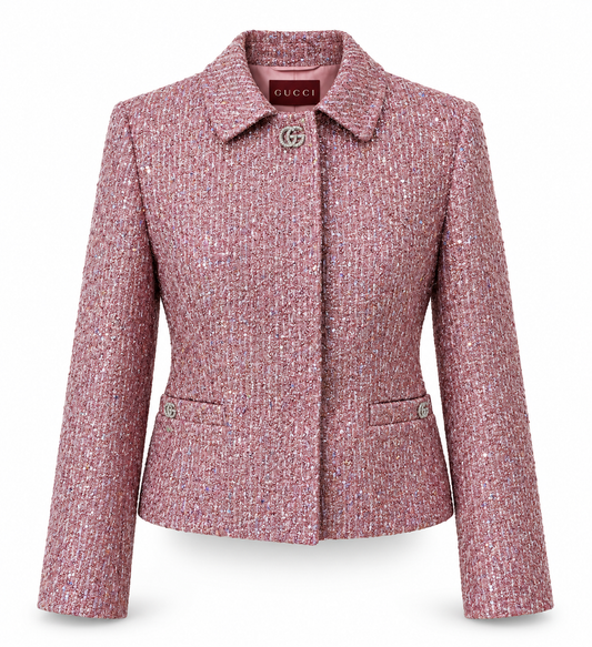 Gucci Pink Crystal GG Jacket