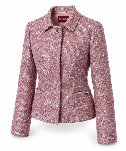 Gucci Pink Crystal GG Jacket
