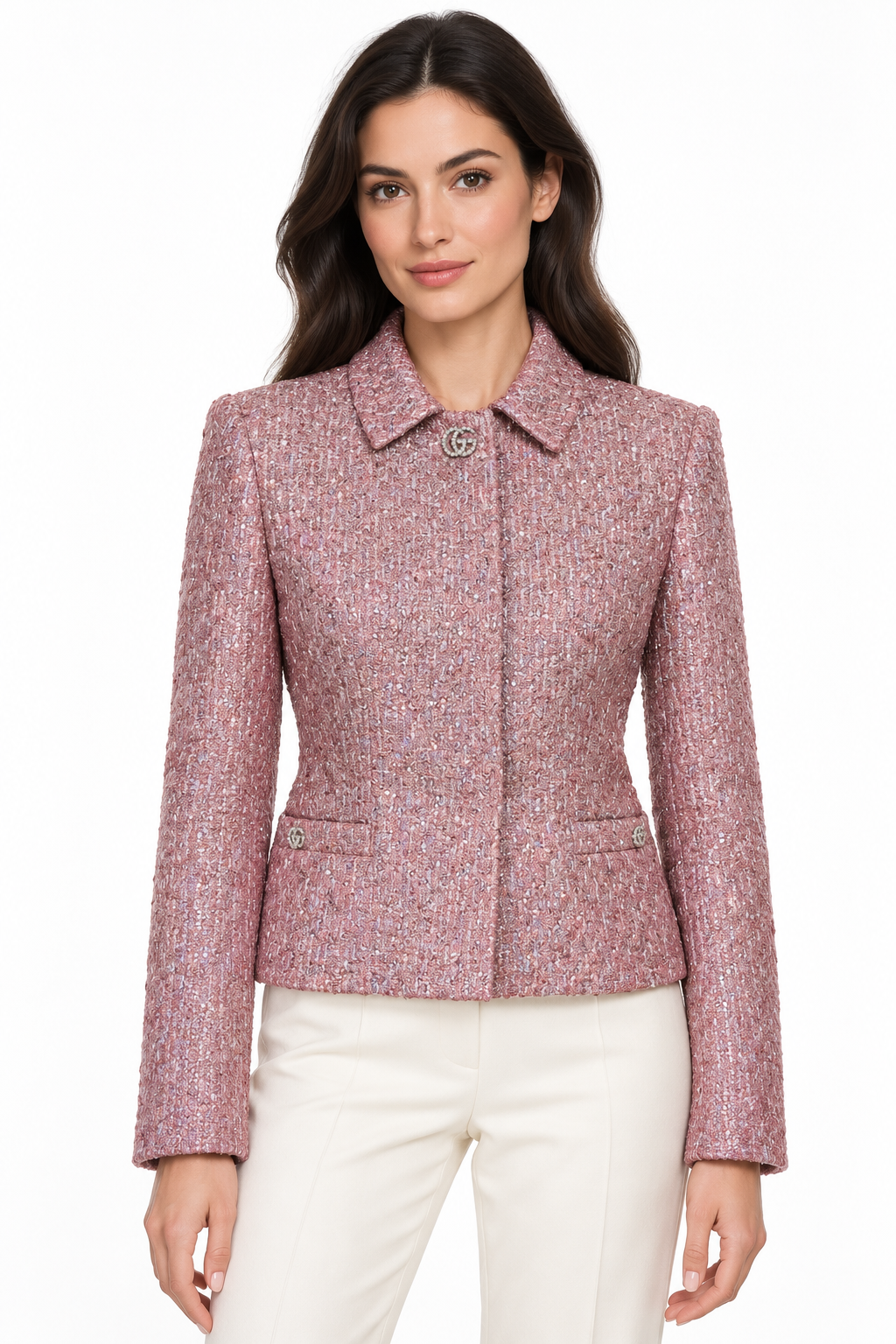 Gucci Pink Crystal GG Jacket