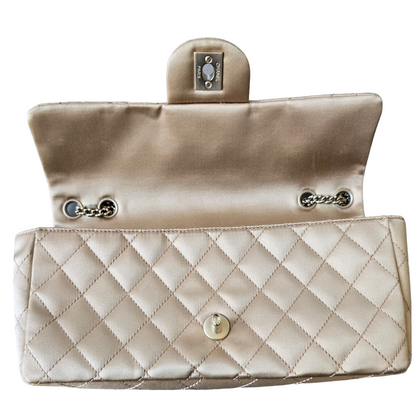 CHANEL Limited Edition Gold Quilted Satin East West Single Flap Bag