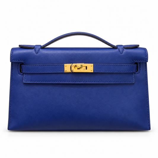 Hermès Kelly Pochette Bleu Saphir Swift Leather GHW