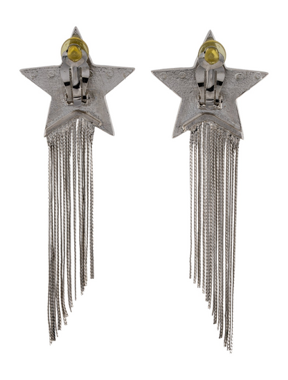 Saint Laurent Crystal Shooting Star Tassel Clip-on Earring