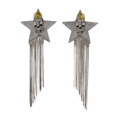 Saint Laurent Crystal Shooting Star Tassel Clip-on Earring