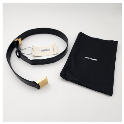 Saint Laurent Black Calfskin Leather Belt 85cm