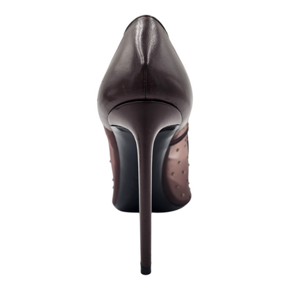 Saint Laurent Rhinestone Mesh 105 Anja Pumps in Deep Brown Size 38.5