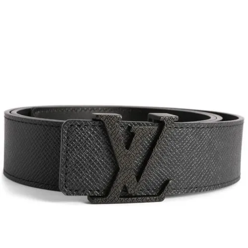 Louis Vuitton LV Initiales Belt in Black Taiga Leather