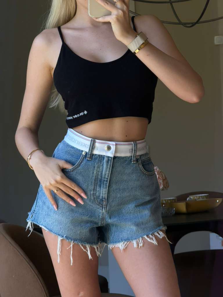 Alexander Wang Women's High Rise Bite Denim Short in Vintage Light Indigo