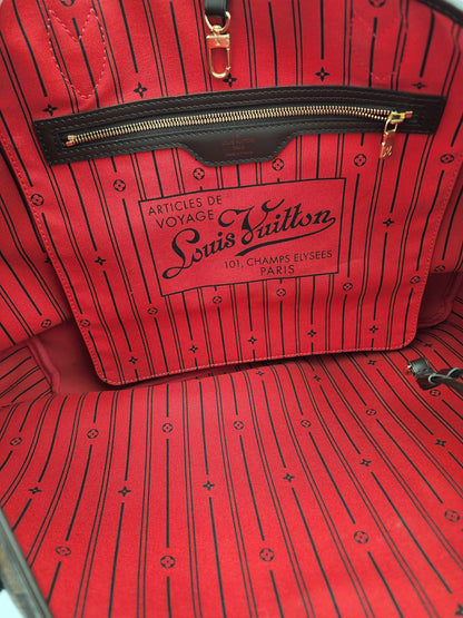 Louis Vuitton Neverfull GM Tote Bag Article De Voyage 101, Champs Elysees Paris In Damier Ebene Cerise Red With Pochette