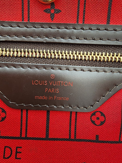 Louis Vuitton Neverfull GM Tote Bag Article De Voyage 101, Champs Elysees Paris In Damier Ebene Cerise Red With Pochette