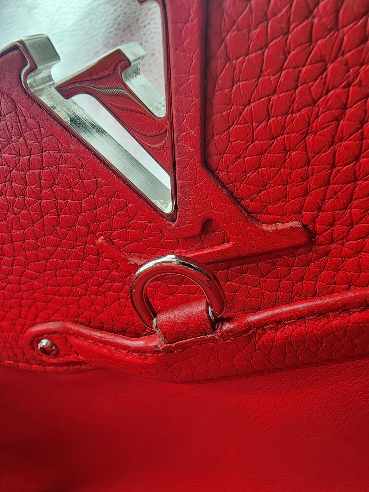 Louis Vuitton Capucines BB Bag In Scarlet Red Taurillon With Silver-tone Hardware