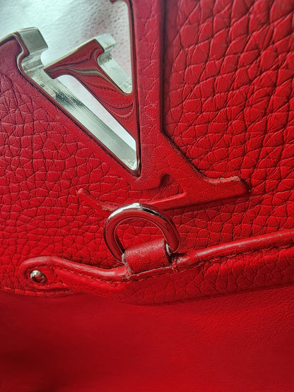 Louis Vuitton Capucines BB Bag In Scarlet Red Taurillon With Silver-tone Hardware