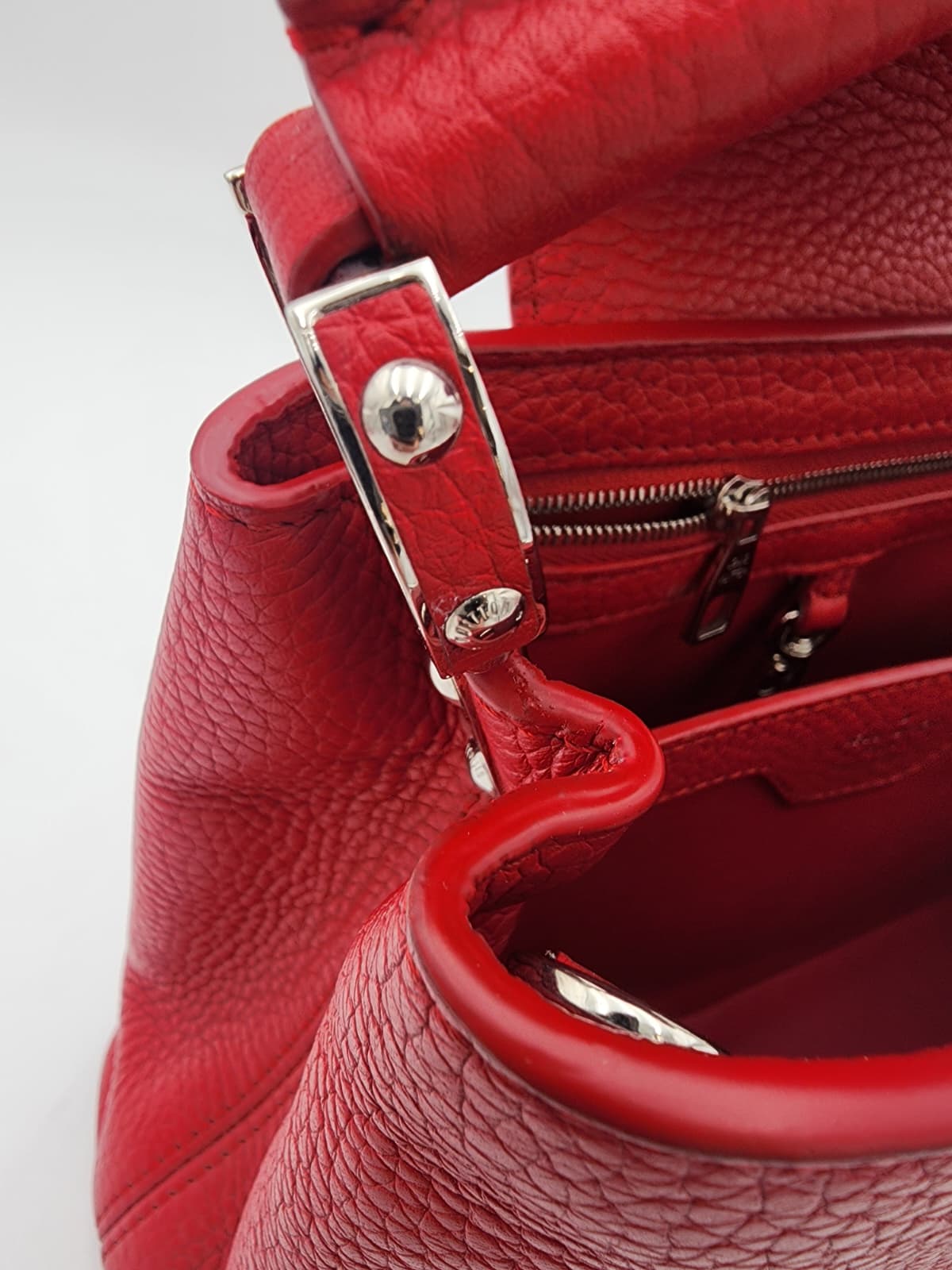 Louis Vuitton Capucines BB Bag In Scarlet Red Taurillon With Silver-tone Hardware