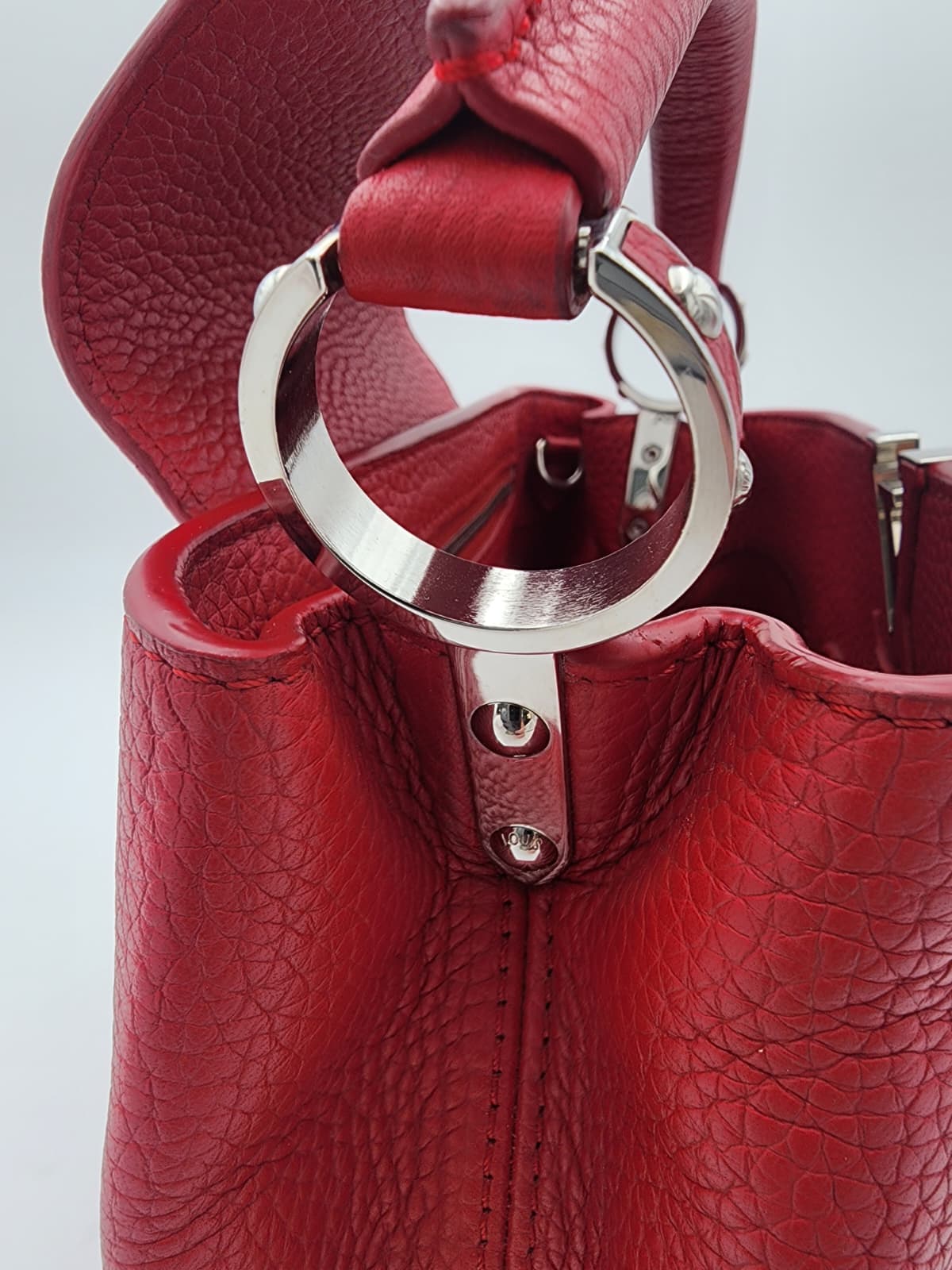 Louis Vuitton Capucines BB Bag In Scarlet Red Taurillon With Silver-tone Hardware