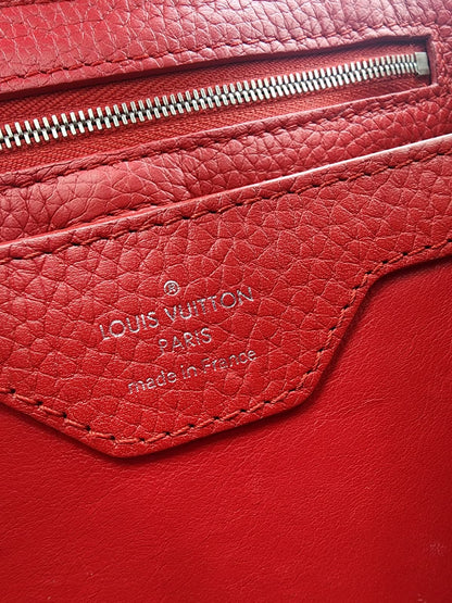 Louis Vuitton Capucines BB Bag In Scarlet Red Taurillon With Silver-tone Hardware