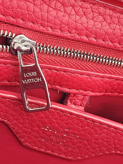 Louis Vuitton Capucines BB Bag In Scarlet Red Taurillon With Silver-tone Hardware