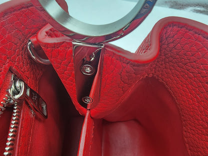 Louis Vuitton Capucines BB Bag In Scarlet Red Taurillon With Silver-tone Hardware
