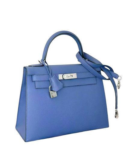 HERMÈS Epsom Sellier Kelly 28 Blue Agate PHW Stamp A (2017)