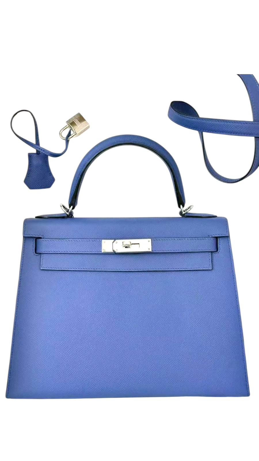 HERMÈS Epsom Sellier Kelly 28 Blue Agate PHW Stamp A (2017)