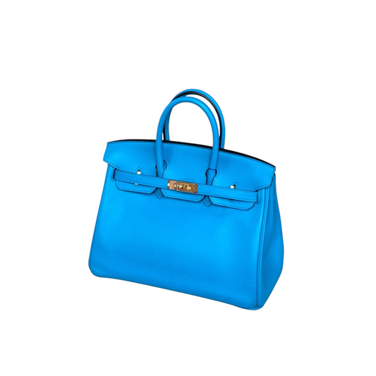 HERMÈS Swift Birkin 25 Bleu Frida GHW Stamp Y (2020)