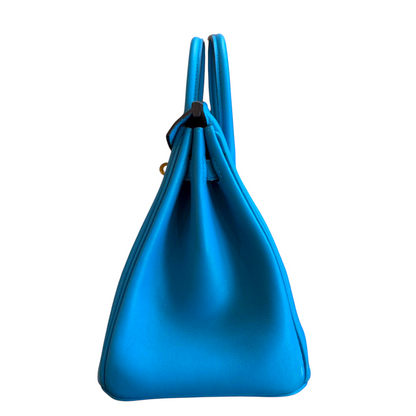 HERMÈS Swift Birkin 25 Bleu Frida GHW Stamp Y (2020)