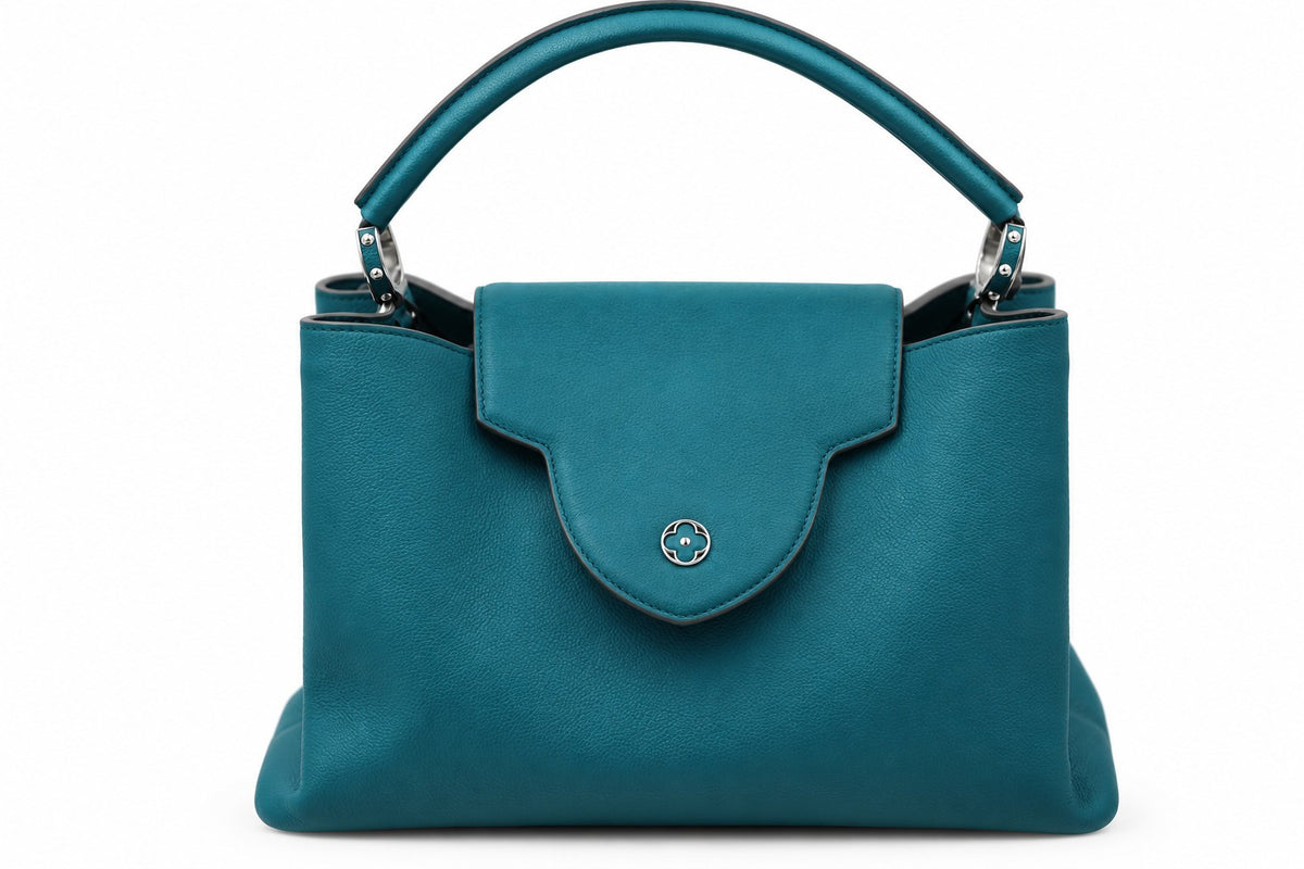 Louis Vuitton Capucines Bag Leather MM Blue GHW