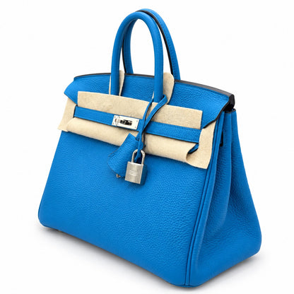 Hermès 25 Birkin Zanzibar Blue Palladium Hardware stamp Y