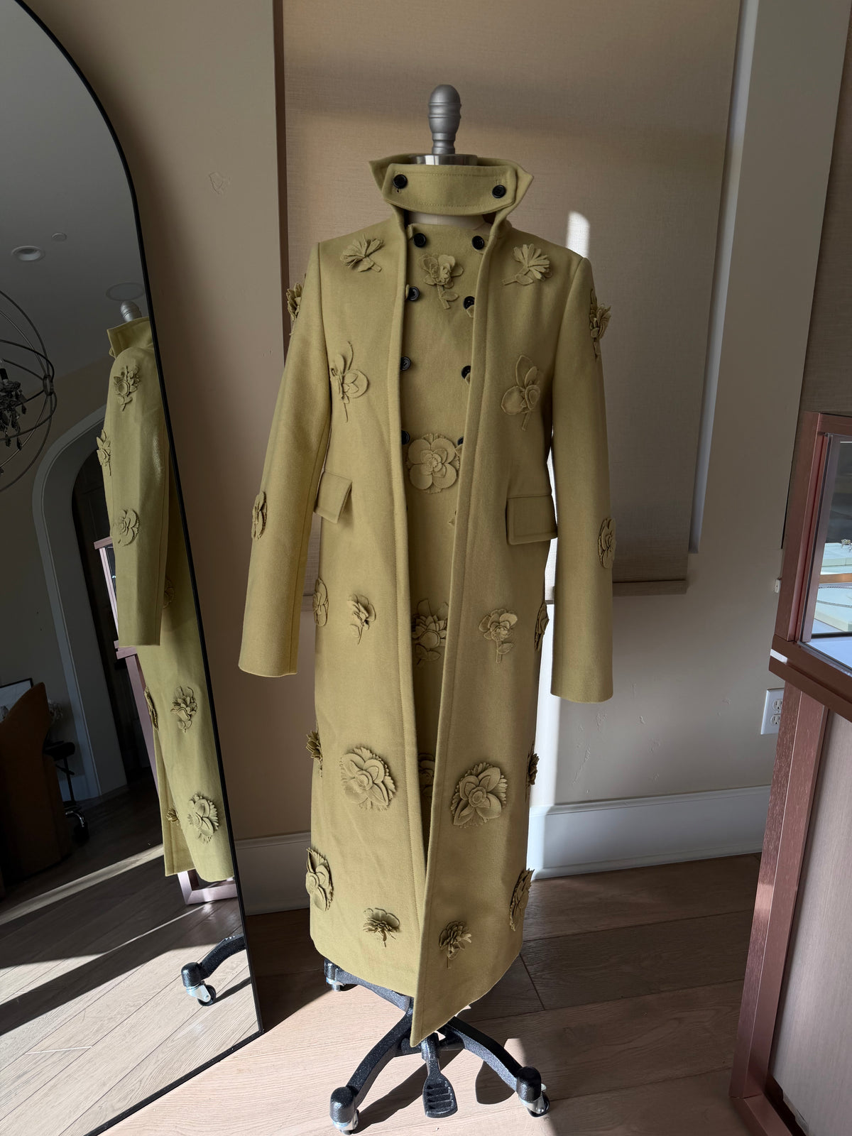 Valentino Limited Edition Avocado Floral Wool Coat