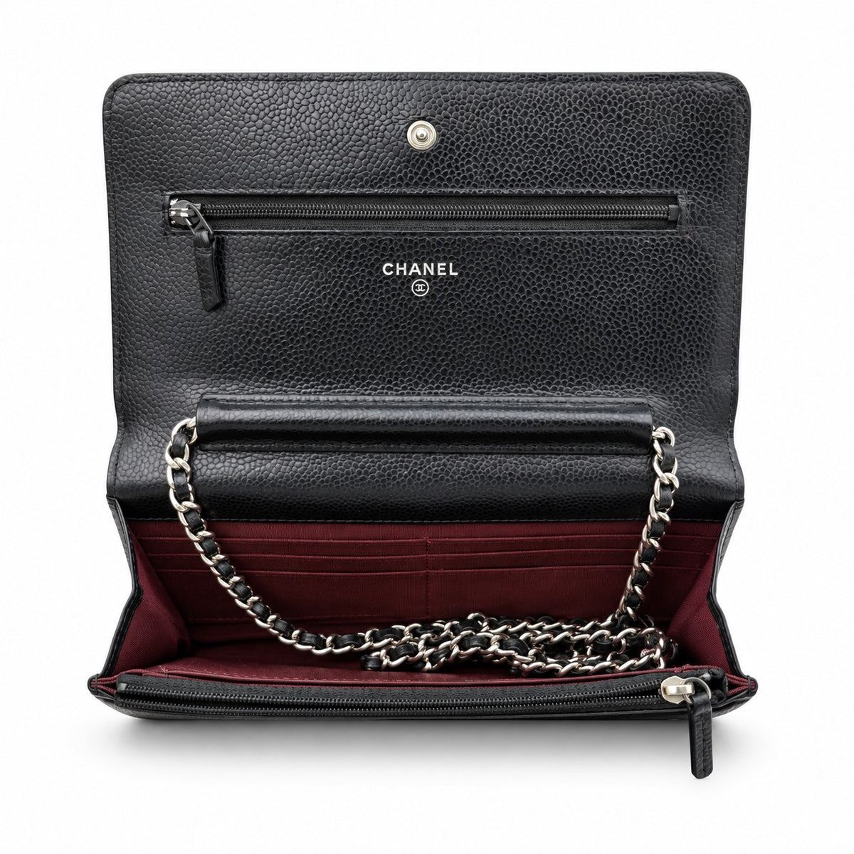 Chanel Quilted Caviar Leather Wallet on Chain Black SHW
