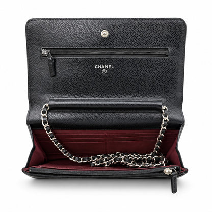 Chanel Quilted Caviar Leather Wallet on Chain Black SHW