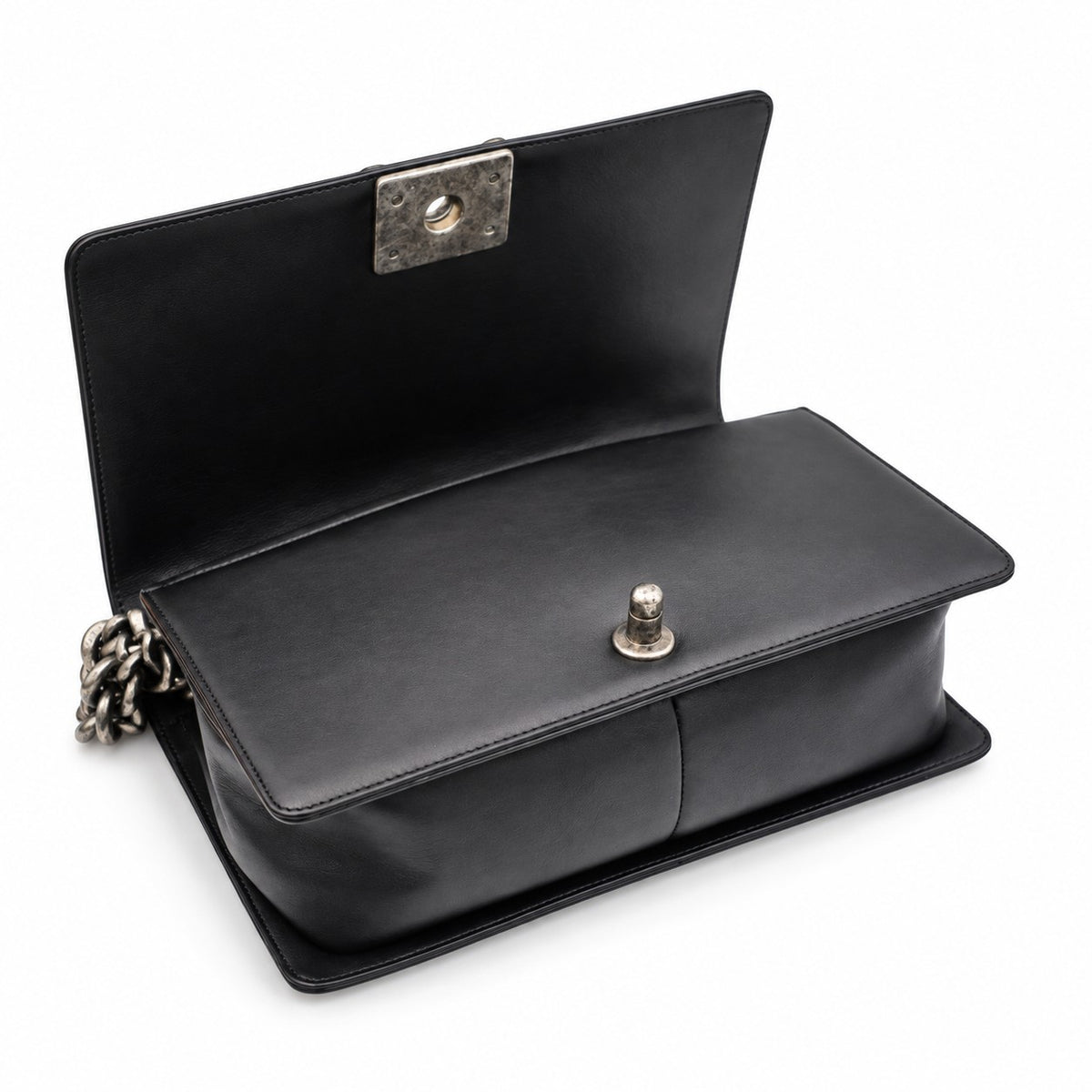 Chanel Black and Ivory Chevron Boy Flap Bag