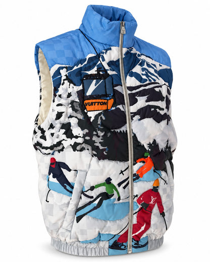 Louis Vuitton SS25 Ski Blue Mountain Print Cotton Vest