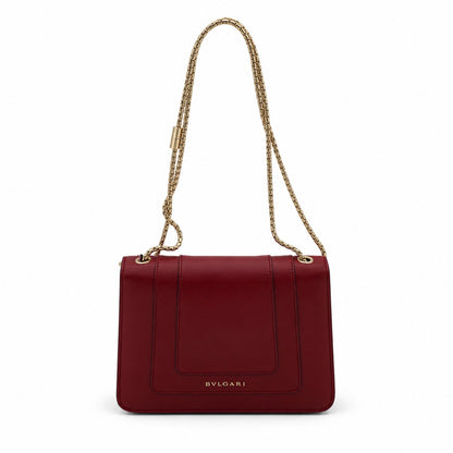 Bvlgari Leather Serpenti Forever Shoulder Bag Burgundy