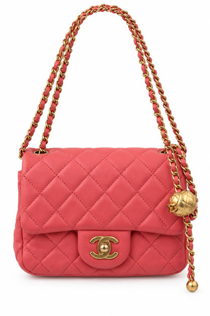 Chanel Quilted Leather Flap Bag Pink GHW