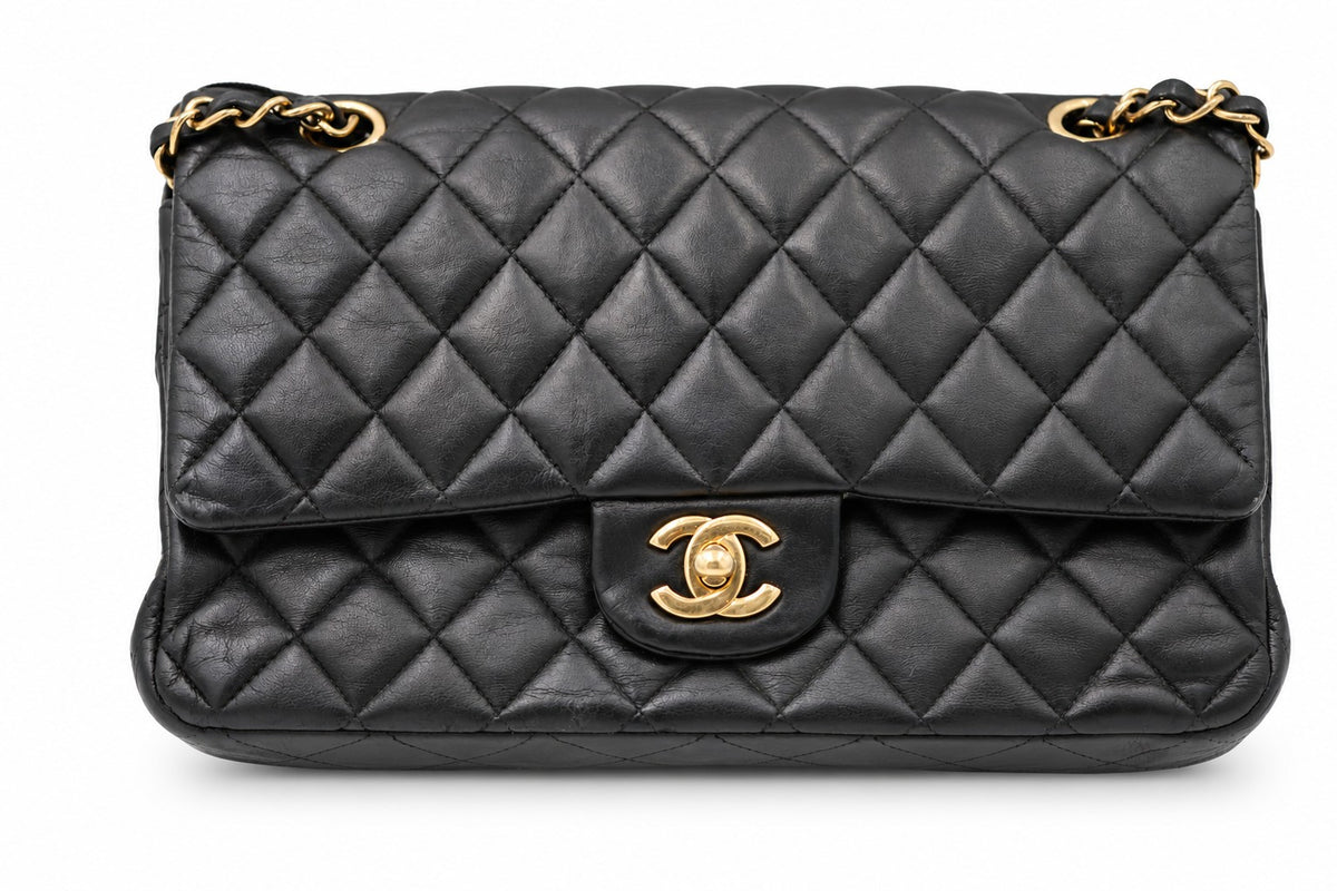 Chanel Quilted Leather Medium Classic Double Flap Black GHW