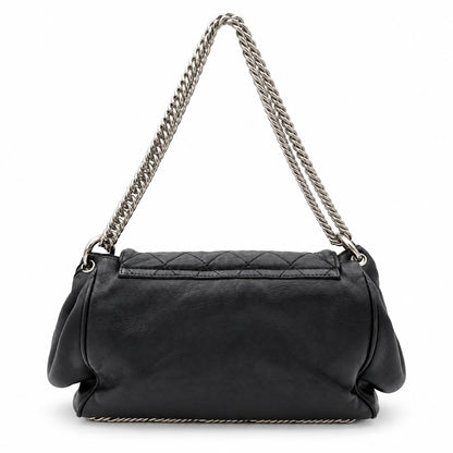 Chanel Quilted Leather Chain Tote Bag Black SHW